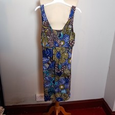 Women's Wallis Blue Green Floral Summer Dress UK Size 14