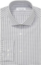 Calvin Klein Men's Dress Shirts Non Iron Stretch Regular Fit Gray Medium