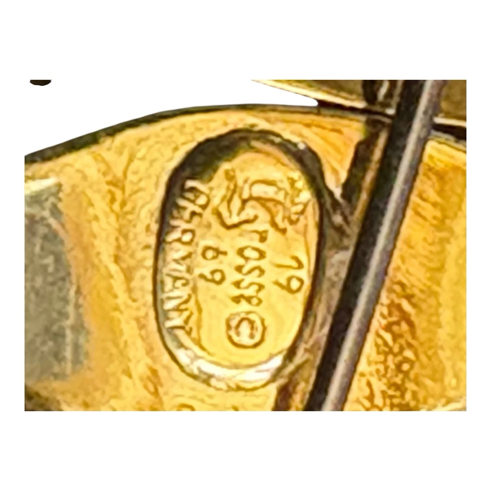 Grosse 1969 Gold Tone Brooch Leaf Feather Fan Design Vintage Signed Pin Germany - Image 3 of 3