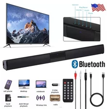 Surround Sound Bar 4 Speaker System Wireless Subwoofer TV Home Theater w/ Remote
