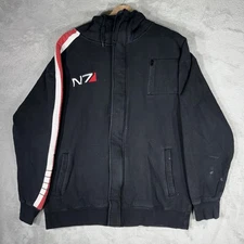 Mass Effect N7 Spectre Elite Hoodie Mens XL Black Full Zip Up BioWare XBOX