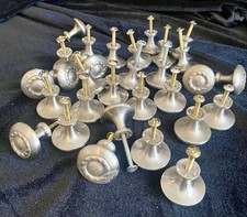 Satin Nickel Cabinet Knob Pull 1.25 Round w/ 1 Screw - Set of 30