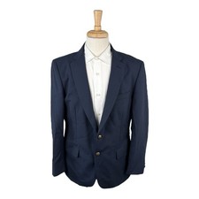 John Varvatos Blue Wool Gold Metal Button Half Lined Blazer Size 42R