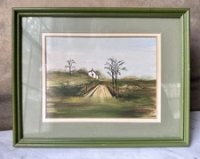 Signed Original Watercolor “End of The Road” by Mary Sigel, Vintage, Youngstown 
