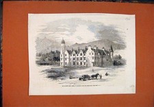Original Old Antique Print Castle Balmoral Queen Scotland 1854 19th
