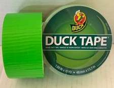 Color Duck Tape Brand Duct Tape, 1.88 in. x 15 yd Neon Lime Green LOT of 2 Rolls