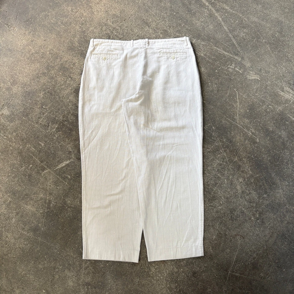 Pantalones plisados vintage Claiborne para hombre 40 tejidos blanco marfil años 90 relajados cónicos Foto 4 de 4