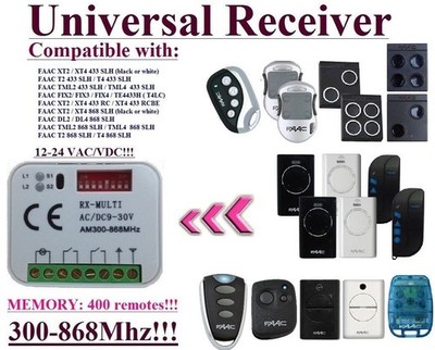 RS402MF RX-MULTI Universal Receiver 300-868MHz AC/DC 12-30V 2CH 400 Memory
