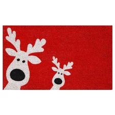 New Best Calloway Mills 101802436 Peeking Reindeer Doormat 24" x 36", Red/White