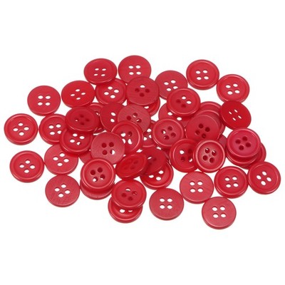 100Set 20L Sewing Buttons 1/2'' Resin Round Flat 4-Hole Craft Buttons Red