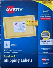Avery Inkjet Shipping Labels With TrueBlock Tech 3 1/3" x 4" White 600 Labels