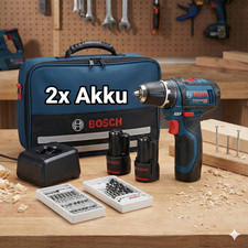 Bosch GSR 12V-15 Akku-Bohrschrauber 12 V /2x 2,0 Ah Akku + Zubehör + Softbag