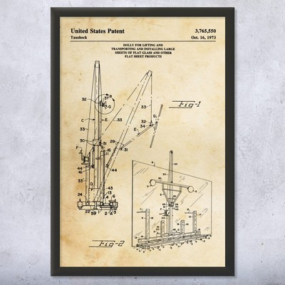 #ad Glass Dolly Patent Wall Art: Industrial Art Contractor Gifts Business Wall Art $19.95