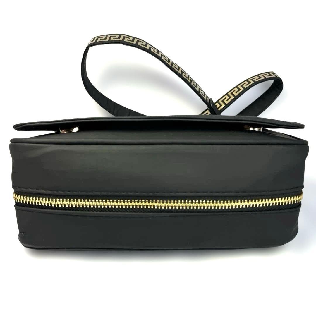 Versace Women's Black Logo Shoulder Bag, Stylish, Leather, Used thumbnail 4