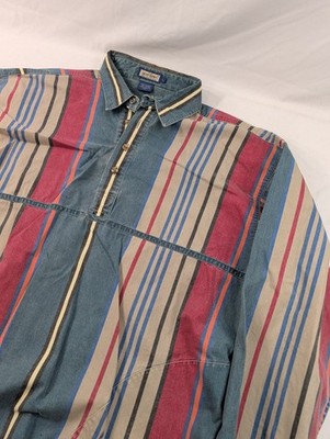 Vintage Ruff Hewn Colorblock Striped  About To Pull Over Windbreaker Western L