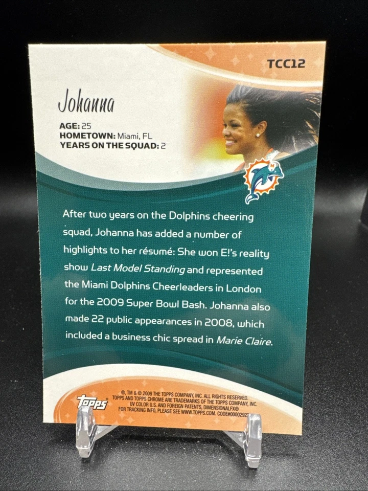 2009 Topps Chrome Football Card Cheerleader TCC12 Johanna - Image 2 of 2