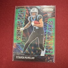 Panini 2025 green Prizm Fireworks Tetairoa McMillan Rookie Card #21