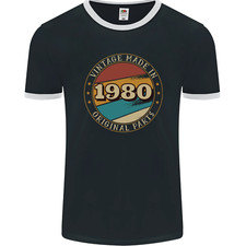 46th Birthday Vintage Made In 1980 Mens Ringer T-Shirt FotL