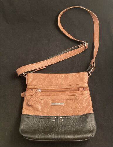 Brown Leather Stone Mountain Shoulder Strap Purse with 2 separate zipper  pouches