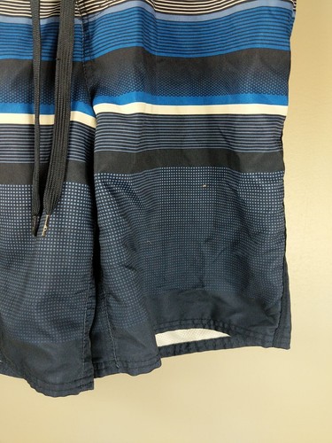 OP Ocean Pacific Mens Surfer Blue Striped Board Swim Shorts Sz M 32-34, Lined - 第 3/12 張圖片