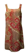 OLD NAVY Red Taupe Tan  PAISLEY Shift DRESS Sz  2  EUC Pretty Office Work 