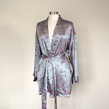 Victoria's secret satin Floral matching robe top sleep set