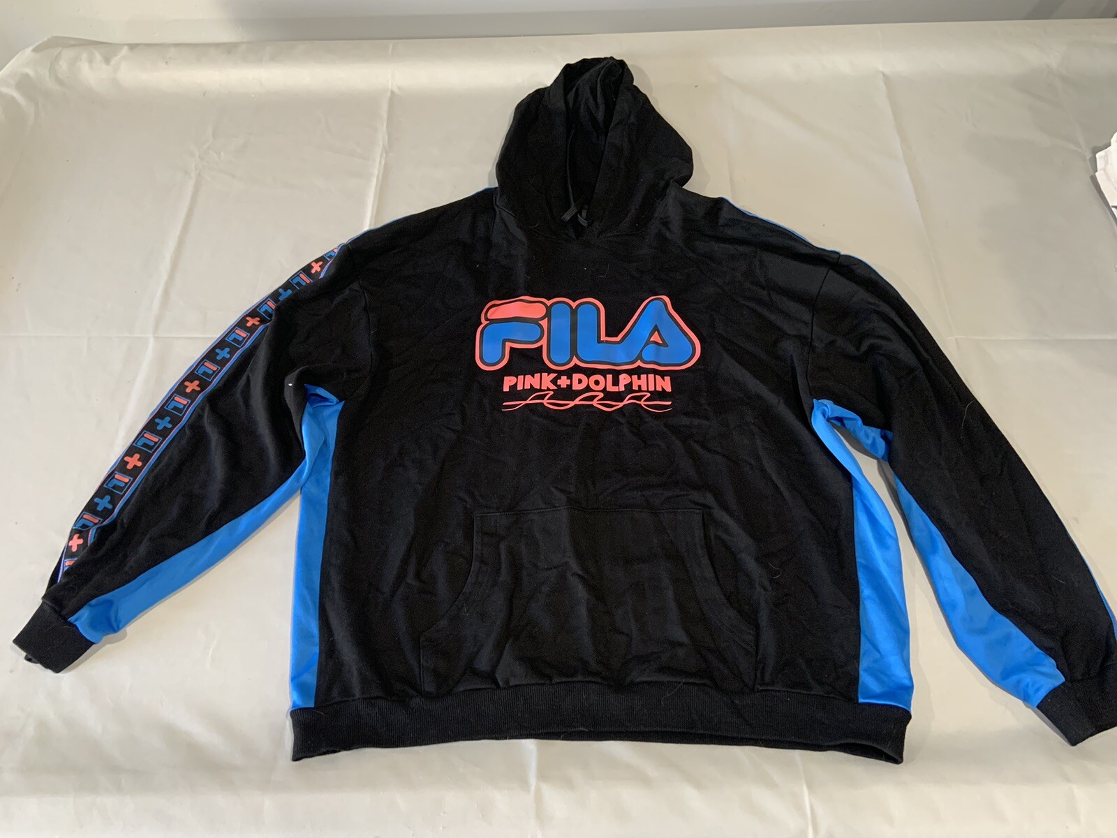 Felpa con cappuccio pull over rosa Fila X Dolphin Heritage Wave taglia XXXL