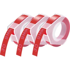 3PK 3D Emobssing Labels Refills Red 520102 For Dymo Organizer Xpress Pro 12696