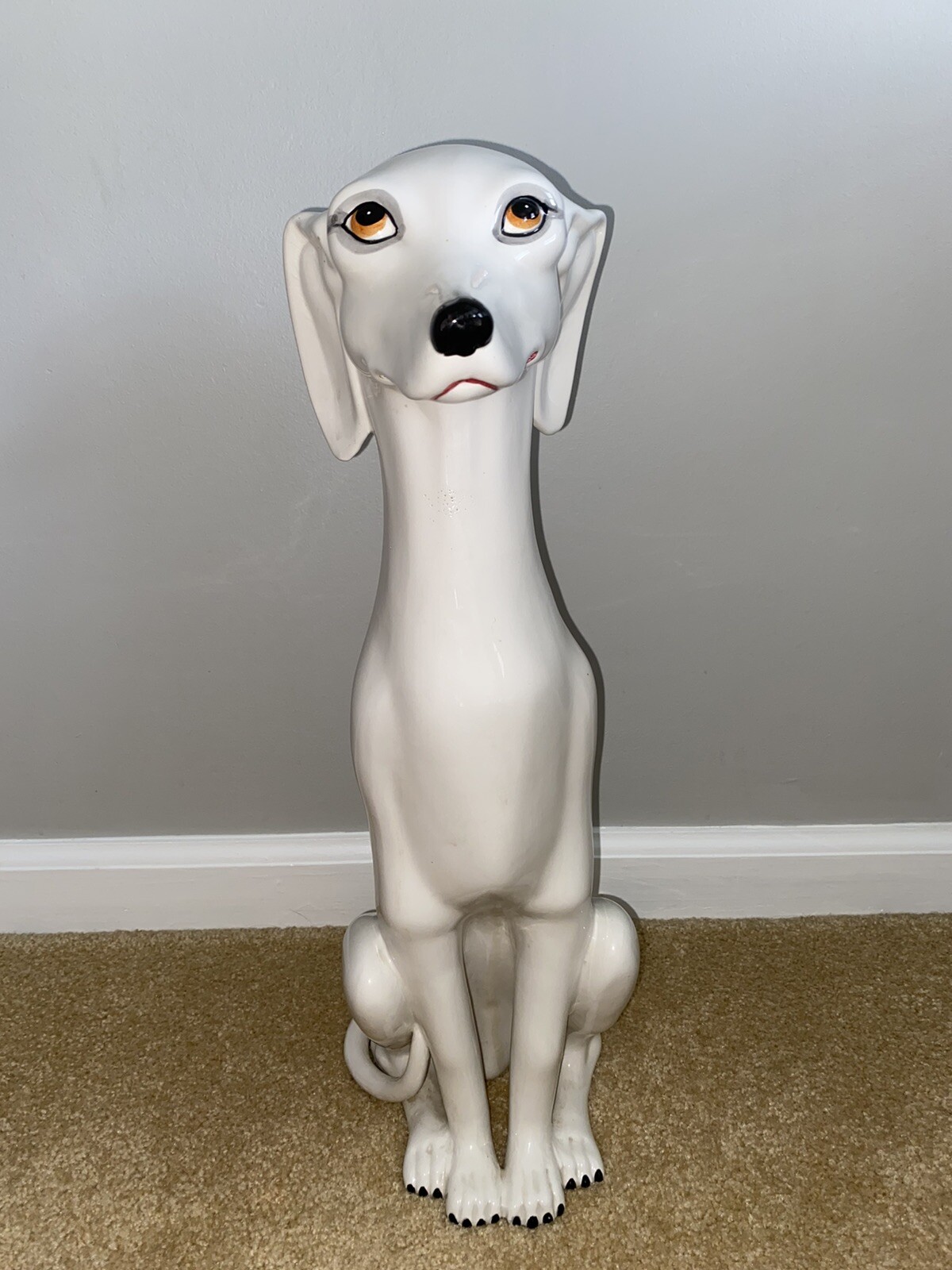 White Ceramic Italian Dog Statue Greyhound Whippet 21 Inches Tall eBay