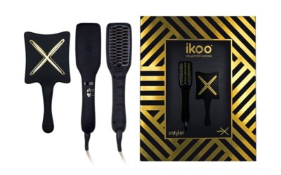 IKOO collector's black schwarz e-styler Set: 2-in-1 Glättbürste +paddle X Bürste
