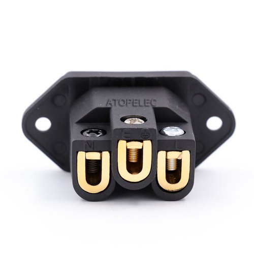 VIBORG Gold/Rhodium Plated Pure Red Copper Mains AC Power IEC Inlet Socket V06B - Picture 4 of 5
