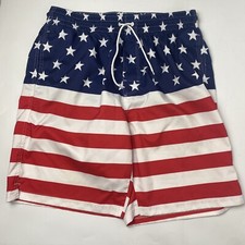 Old Navy Men's USA Flag American Board Shorts Swim Trunks Lined Size L 32" Waist