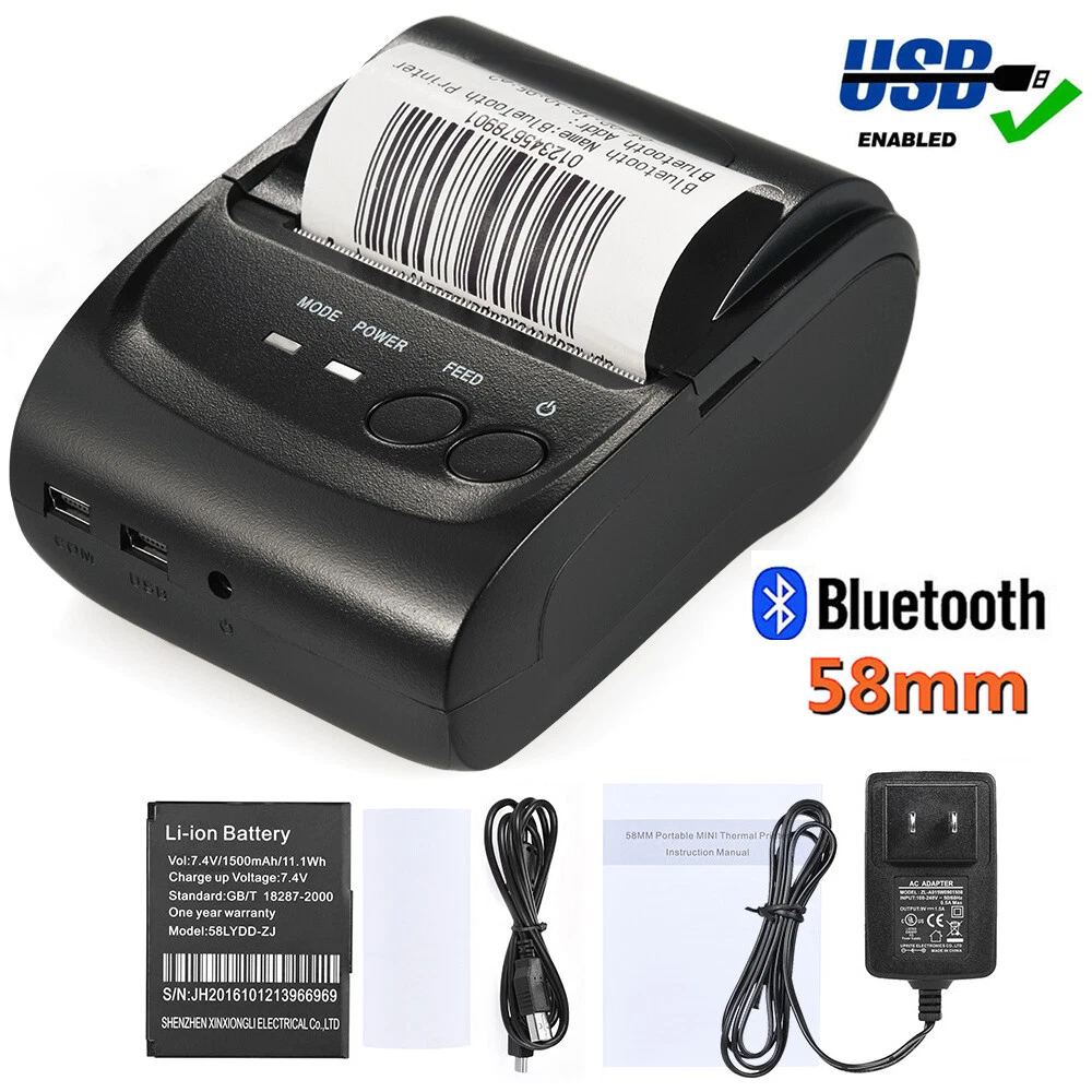 203dpi 58mm BT 4.0 USB Thermal Printer Receipt Ticket POS Printing