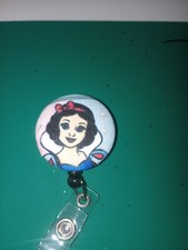 Princess Snow White Fabric Retractable ID Name Badge Holder Reel clip on