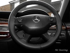 F&uuml;r MERCEDES W639 VITO 2 Lenkrad Abdeckung Echtes Leder Grau Naht 2003-2014