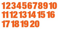 1-20 Numbers Reflective Orange Sticker Vinyl Decals 1" - 10" Set Of 20 586-R 