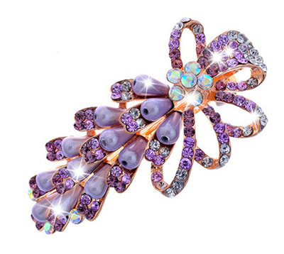 Colourful Rainbow Pearls /& Rhinestones Flower Hair Barrette Accessories HA144