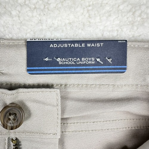 Nautica Boys Flat Front Stretch Twill Chino Khaki Pant Khaki Size 12 Regular - Picture 11 of 13