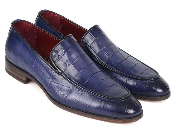 Paul Parkman Mens Shoes Loafer Blue Crocodile Textured  display picture 2