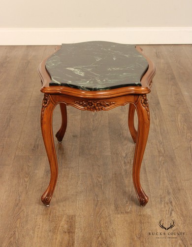 French Louis XV Style Vintage Carved Base Marble Top Coffee Table - Picture 10 of 12