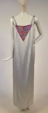 VINTAGE 1980  S SLINKY LONG SLIP W FLORAL CHIFFON FRONT