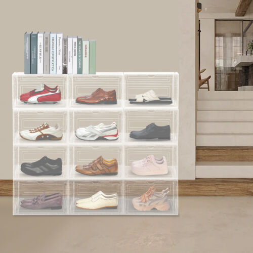 12 Stück Acryl stapelbare Schuhkartons Schuhvitrinen groß Aufbewahrungsschrank - Bild 3 von 15
