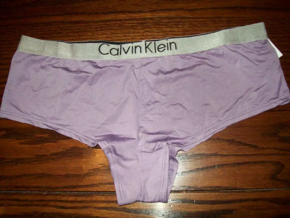 NWT CALVIN KLEIN NYLON CHEEKY HIPSTER BOYSHORT PANTIES D3436 1DM LOGO WAIST  M