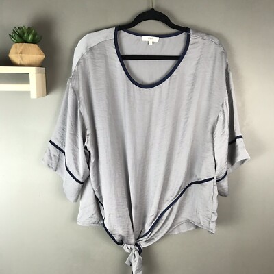 Easel Womens Drapy Gray Tie Front Top Size Small C9
