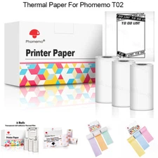 3Rolls Self-Adhesive/Non-Adhesive 50mm Thermal Printer Paper for Phomemo T02 M02
