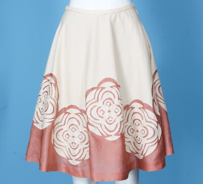 Anthropologie Odille Silk Floral Applique Sequin Full Midi Skirt size  /363