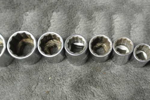 12 prese vintage Craftsman USA per set chiave 1/2" e 1/4" strumento argento - Foto 10 di 11