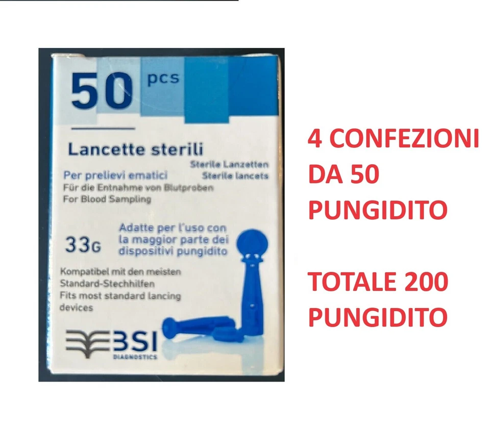 BIOCHEMICAL SYSTEM 200 LANCETTE PUNGIDITO STERILI DIABETE COMPATIBILI CON PENNA CHEMIL scad 05/29