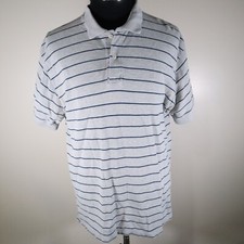 American Eagle Polo Shirt Mens Large Casual Cotton Gray Striped Short Sleeve