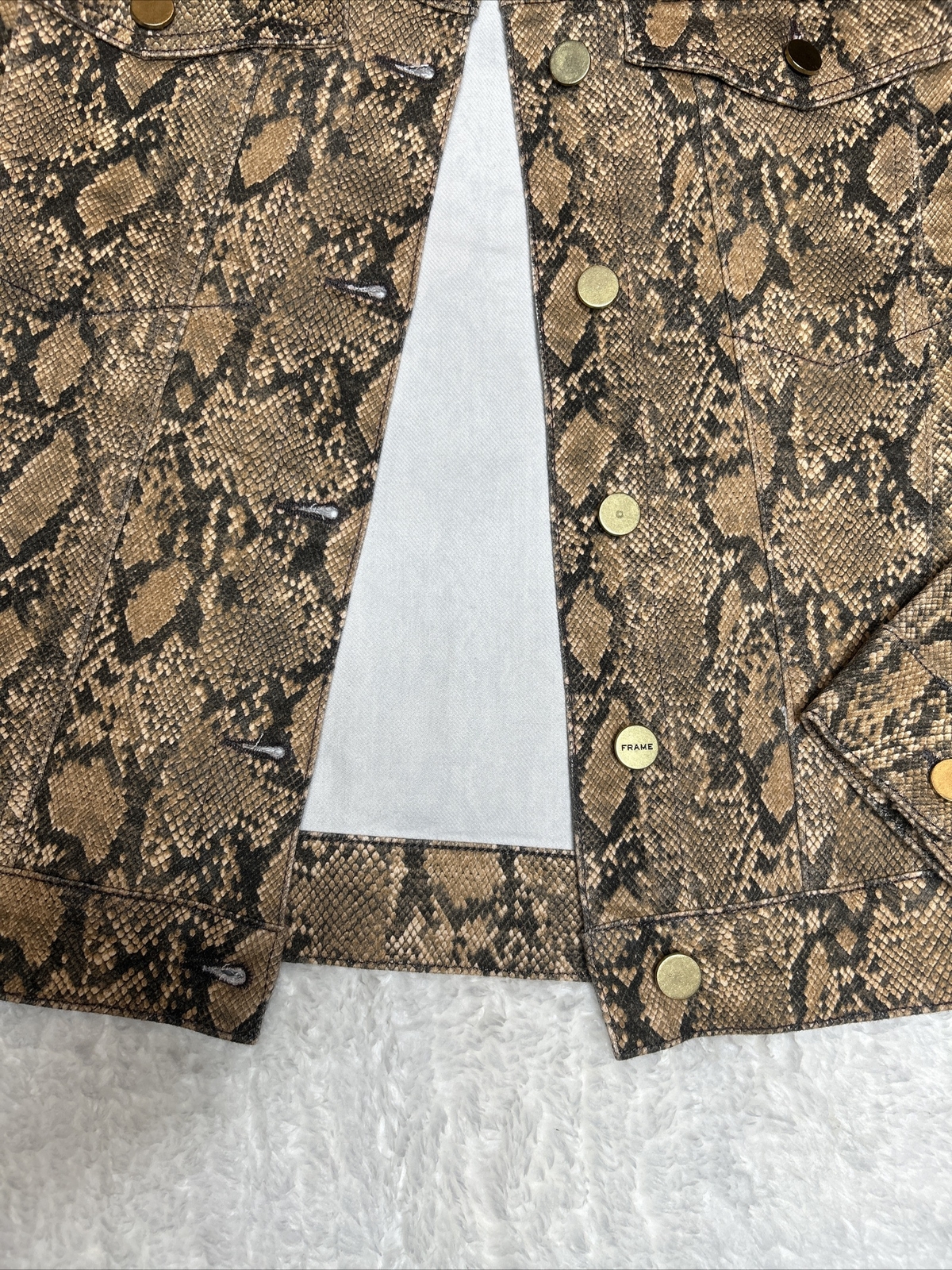 Frame Denim Snakeskin Jacket Python Brown XL - image 3